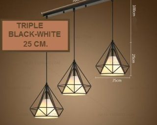 โคมไฟห้อยเพดาน MODEL : PDL-M112.triple-black-white25cm.